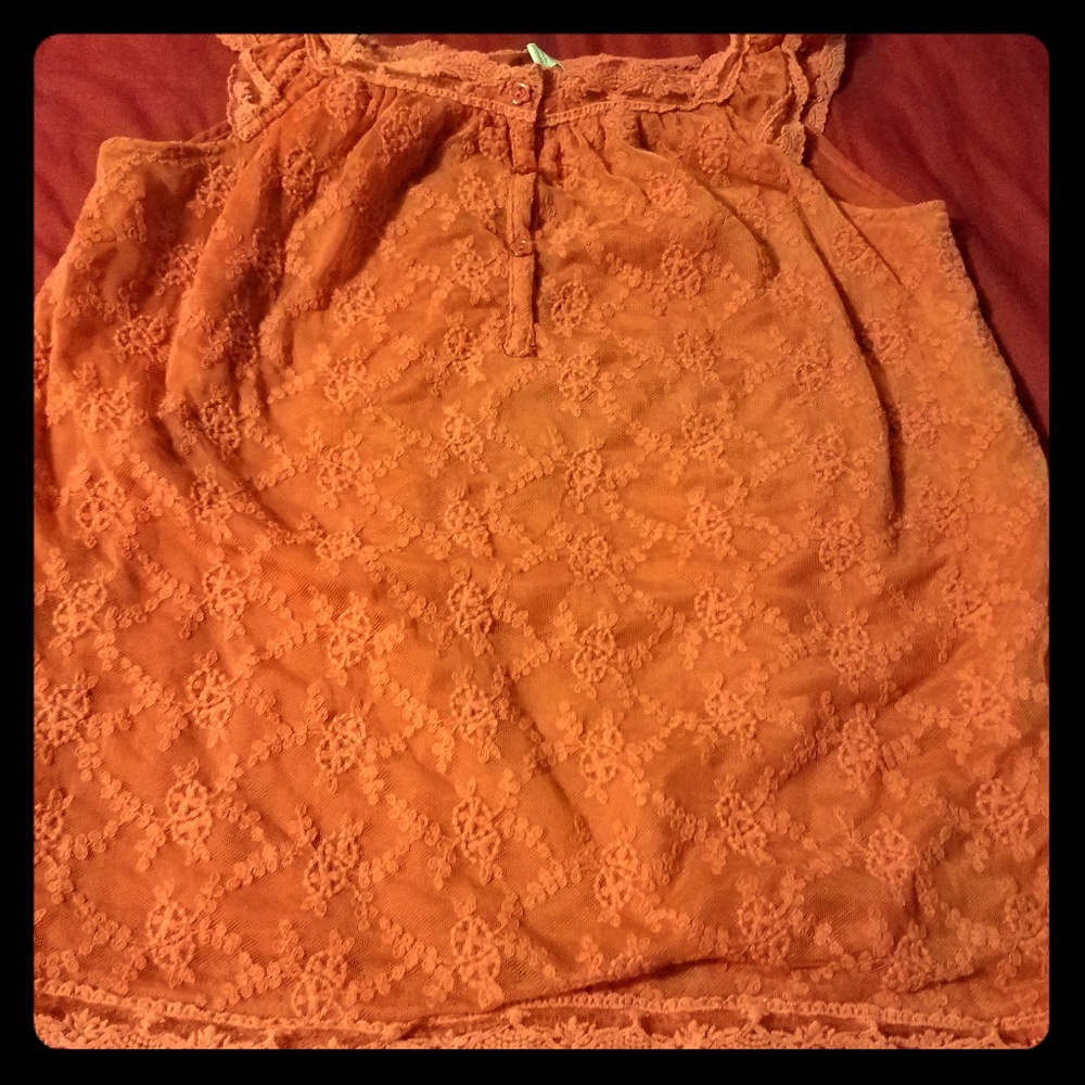 Red orange lace shirt